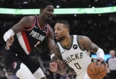 NBA常规赛 A-西蒙斯28+8 字母哥31+11 利拉德致命失误 开拓者险胜雄鹿